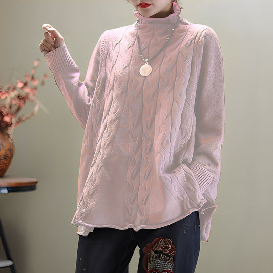 Merla - Bequemer Damenrollkragenpullover mit Seitenschlitz