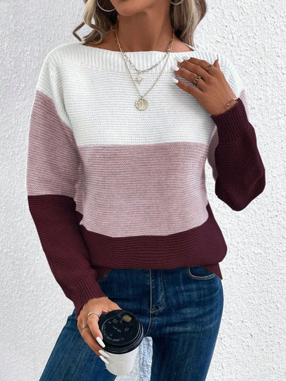 Margaret - Frauenpullover mit Streifen und Patchwork