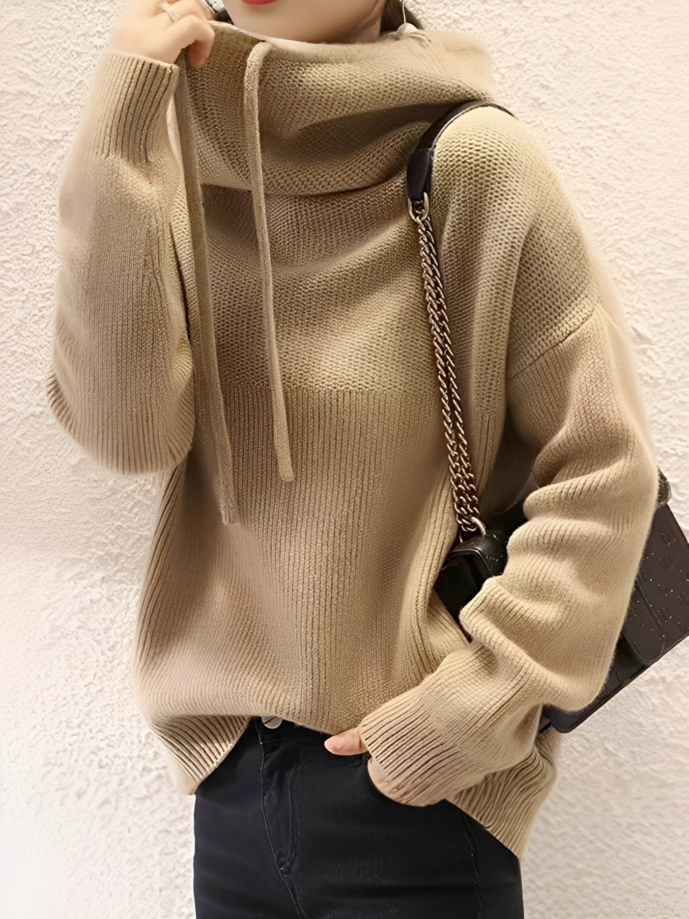 Roxane - Bequemer Damenpullover aus Wolle mit Kapuze