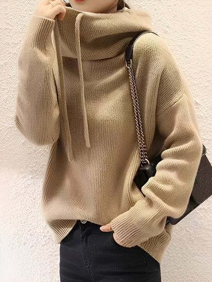 Roxane - Bequemer Damenpullover aus Wolle mit Kapuze