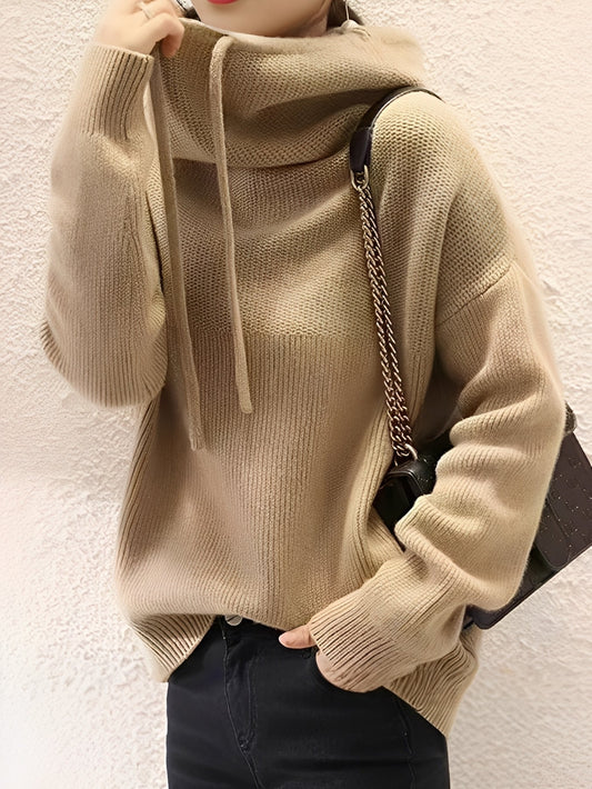 Roxane - Bequemer Damenpullover aus Wolle mit Kapuze