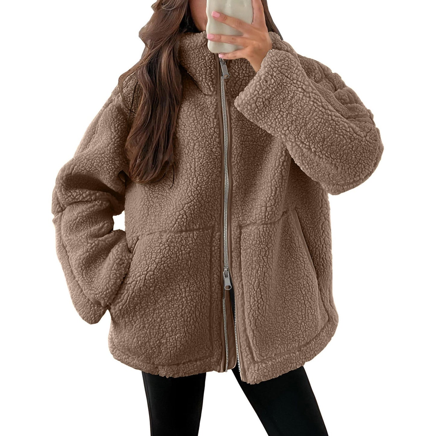 Evangelina - Kuschelige Damenjacke aus Teddy-Wolle