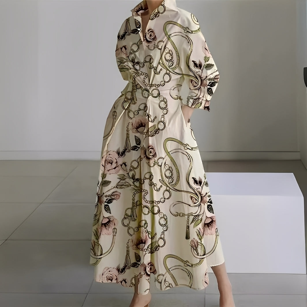 Lavina - Bequemes Damenkleid mit langen Ärmeln und Taschen