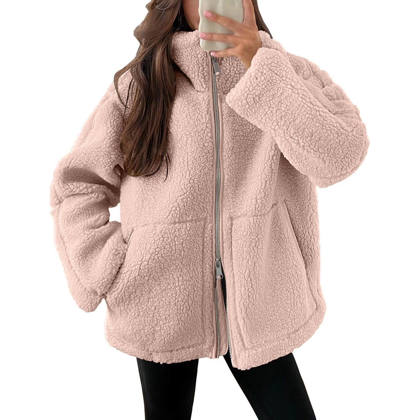 Evangelina - Kuschelige Damenjacke aus Teddy-Wolle