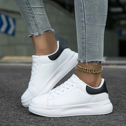 Techno - Damen Sneaker aus weißem Leder, Einfacher Look