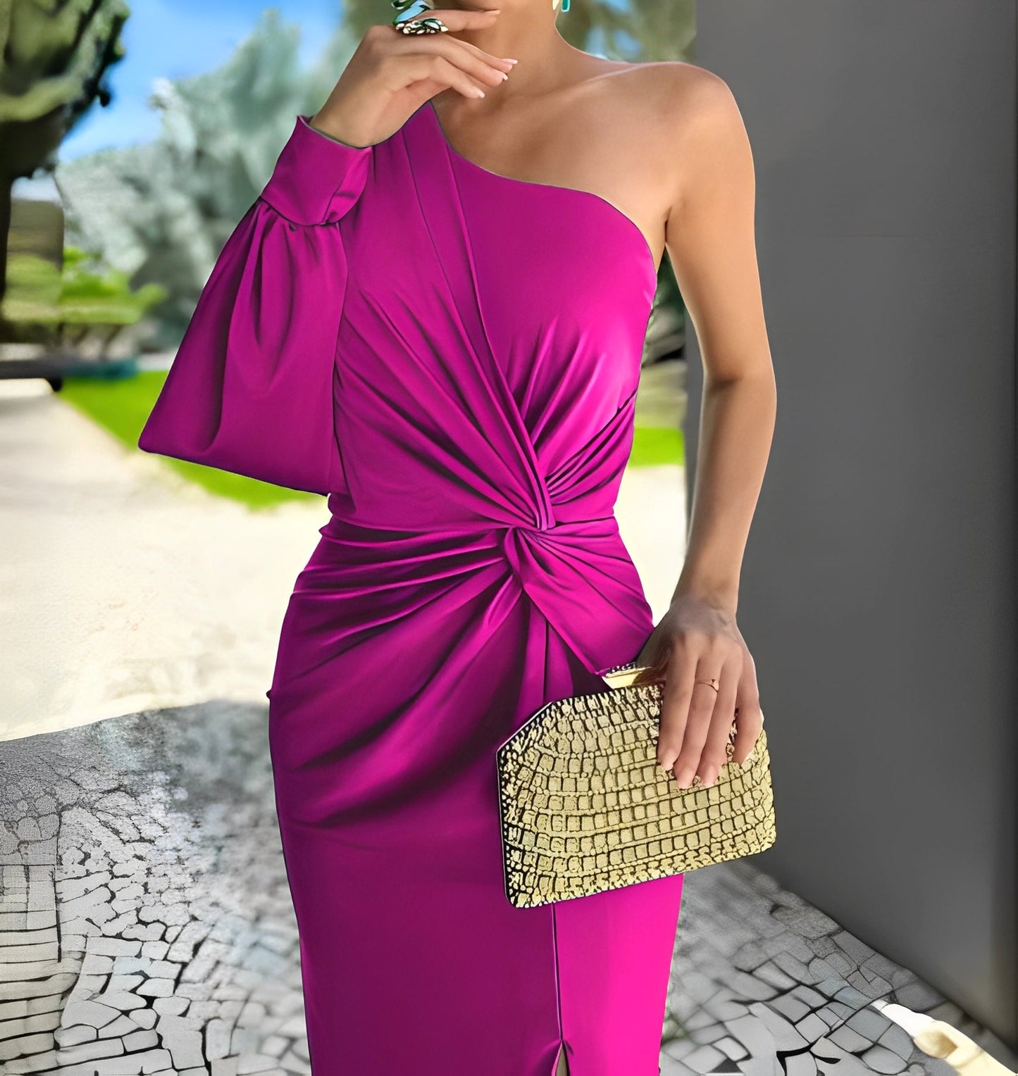 Pauline - Schickes Damenkleid mit ungleichmäßiger Drapierung