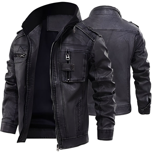 Kevin - Klassische Herrenlederjacke mit Taschen