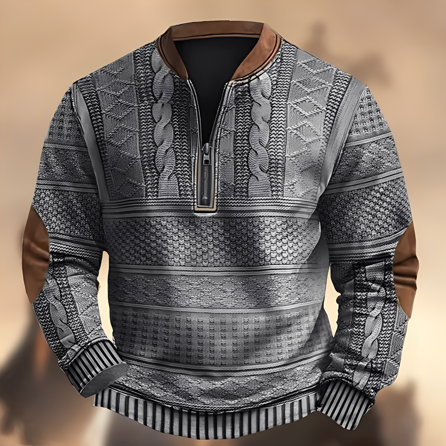 Edmund - Bequemer Herrenpullover mit Muster und Zipper