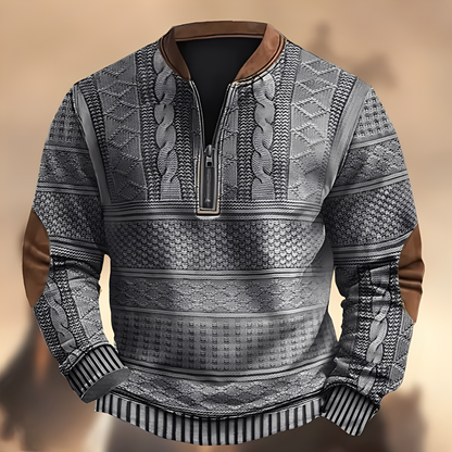 Edmund - Bequemer Herrenpullover mit Muster und Zipper