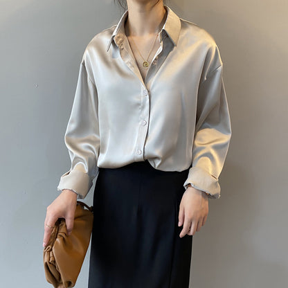 Briana - Schicke Satin-Seidenbluse mit Knöpfen für Frauen