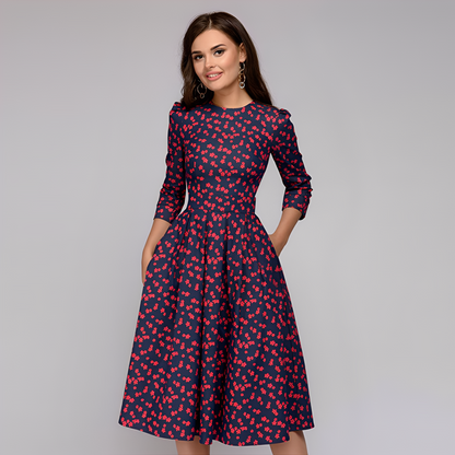 Elisabeth - Schickes Kleid für Damen mit langen Ärmeln und Blumenmuster
