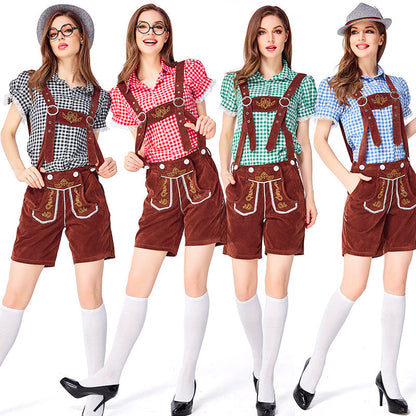 Dahlia - Oktoberfest-Stil mit karierten Overalls für Damen