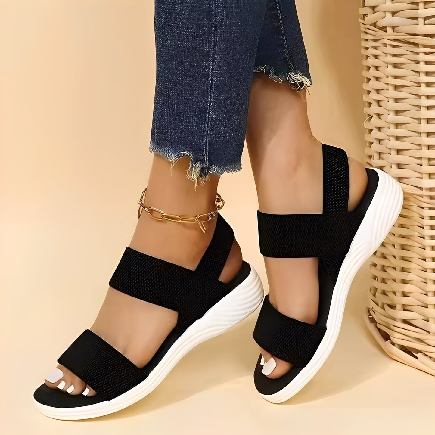 Jessika - Komfortable flache Damensandalen aus Flyknit