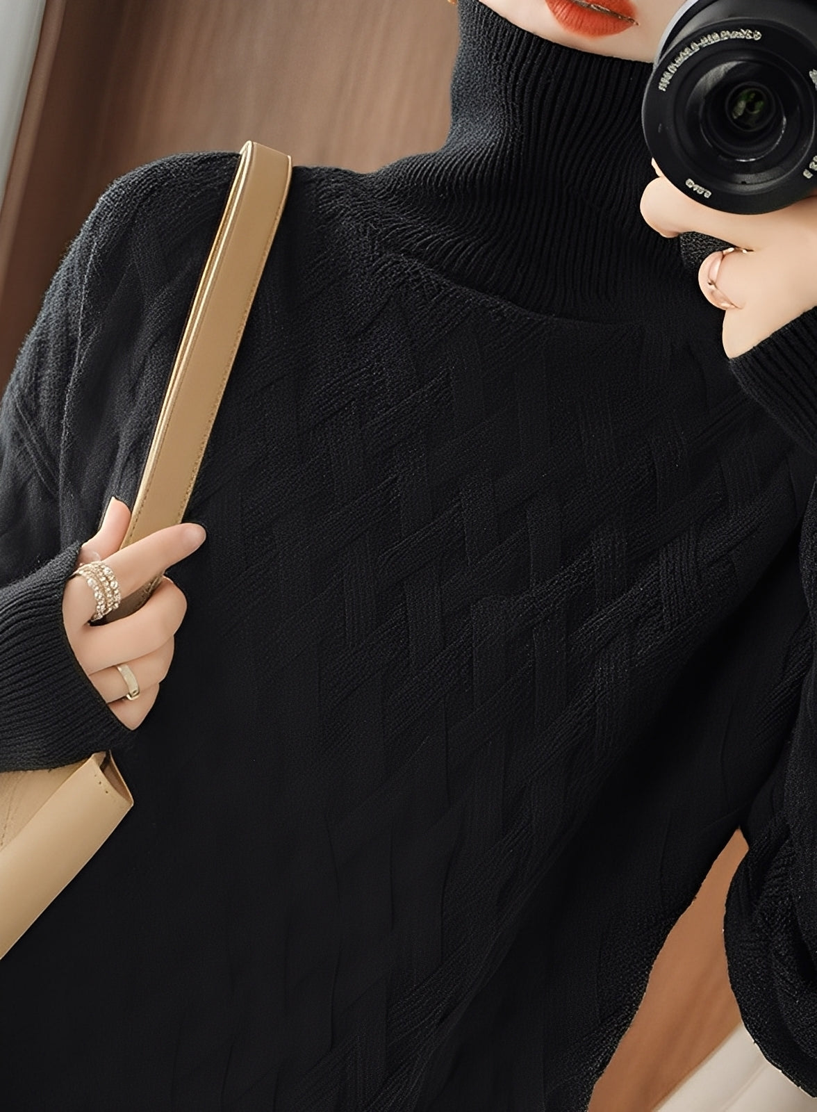 Ryanne - Bequemer Damen-Kaschmir-Rollkragenpullover
