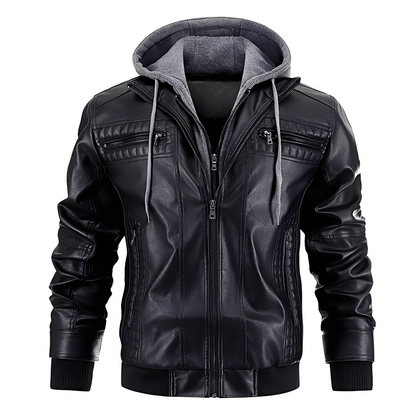 Everard - Klassische Motorradjacke für Männer mit Kapuze
