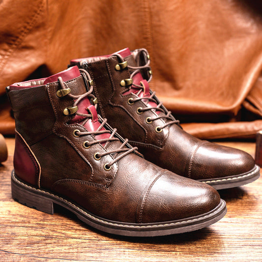 Louis - Herren-Lederstiefel im Vintage-Stil mit Reißverschluss