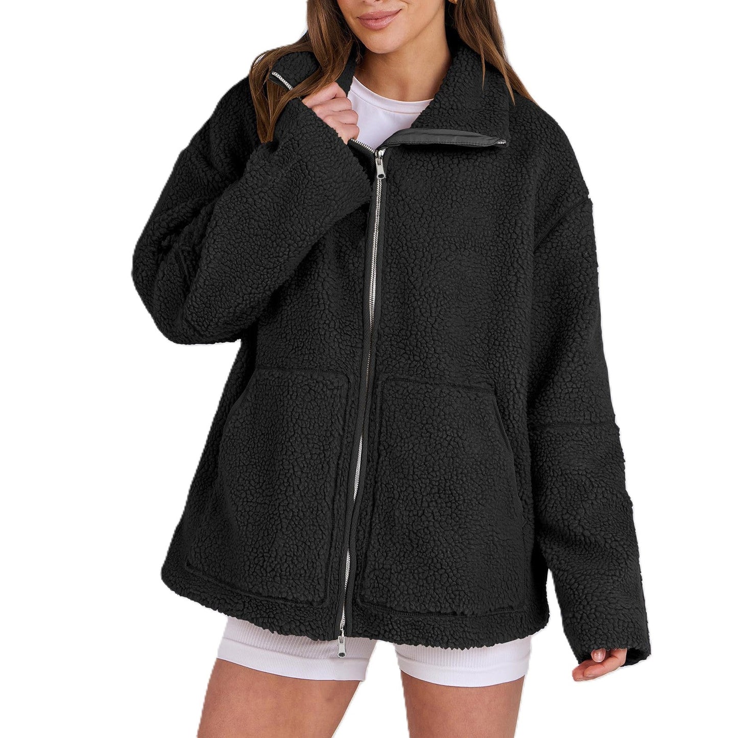 Evangelina - Kuschelige Damenjacke aus Teddy-Wolle