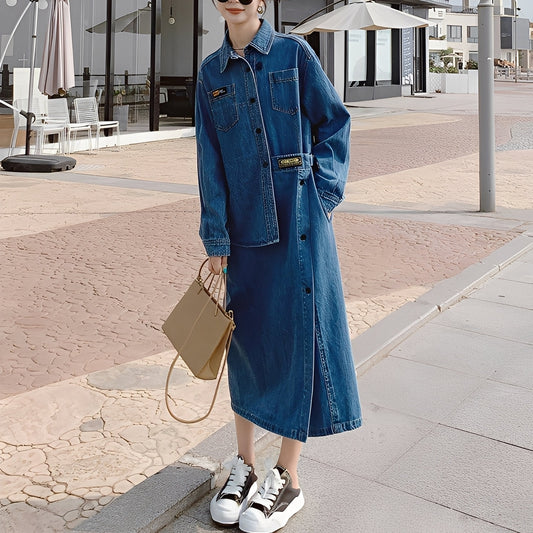 Christabel - Langes Retro-Jeanskleid mit Damen-Taschen