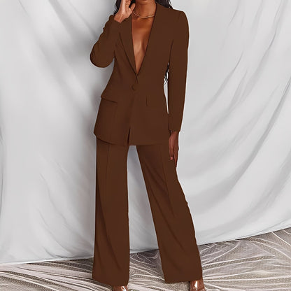Darcey - Weites, modernes Damenkostümset mit Blazer und Hose