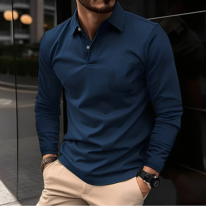 Dudley - Komfortables langärmeliges Herren-Poloshirt mit Knöpfen