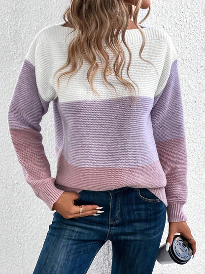 Muriel - Schicker Damenpullover mit dreifarbigen Streifen