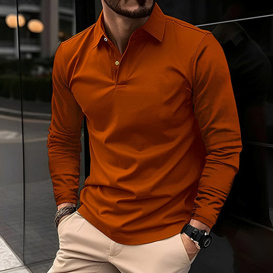 Dudley - Komfortables langärmeliges Herren-Poloshirt mit Knöpfen