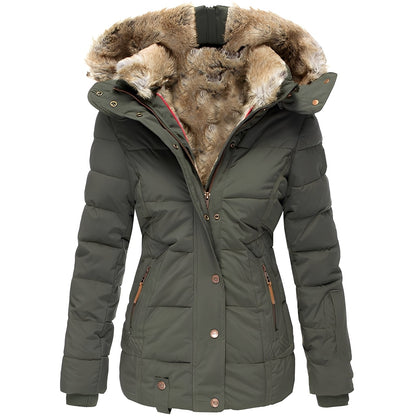 Odelia - Stylische, taillierte Jacke mit Pelzkragen für Damen