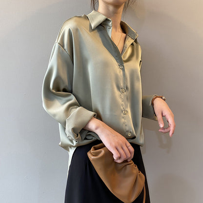 Briana - Schicke Satin-Seidenbluse mit Knöpfen für Frauen