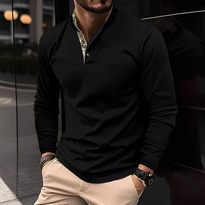 Crofton - Modisches langärmeliges Herren-Poloshirt mit Musterakzent