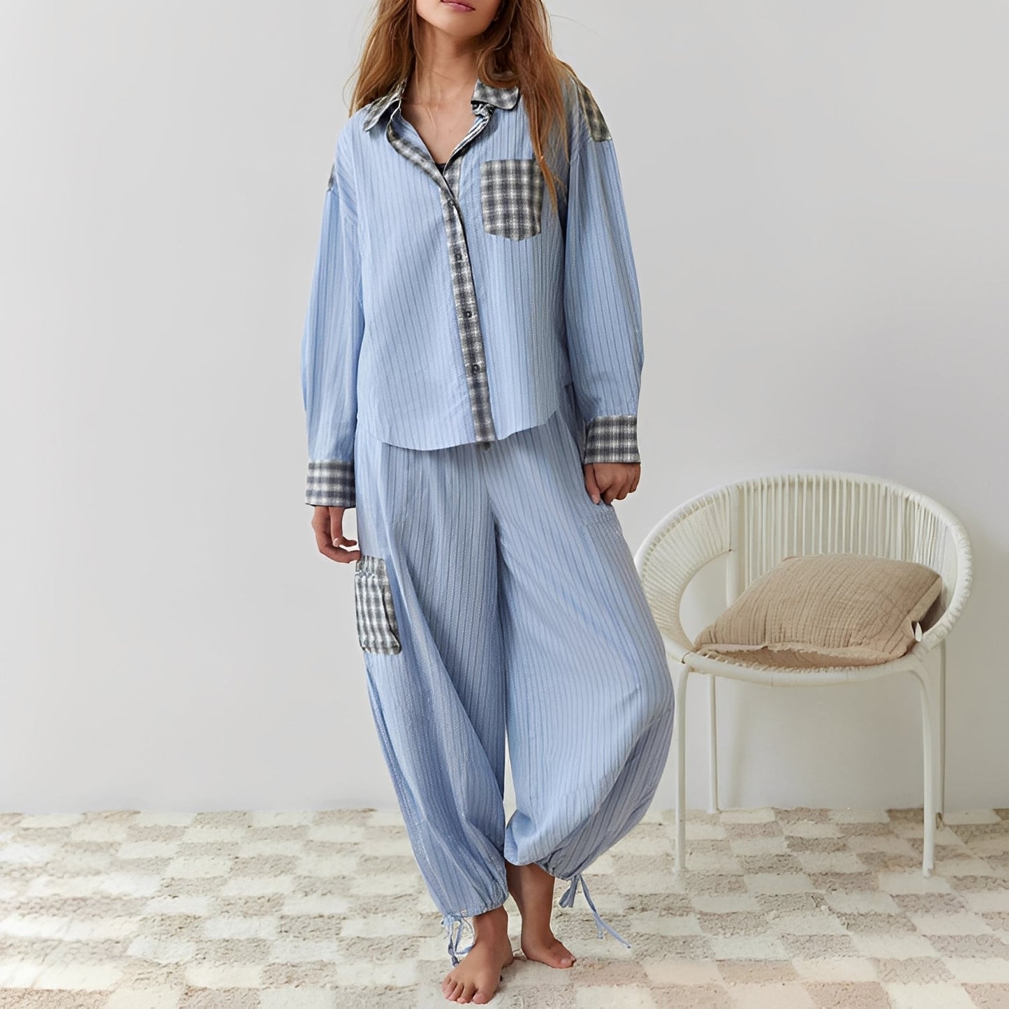 Elenora - Bequemes, lockeres Damen-Schlafanzug-Set, zweiteilig