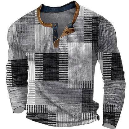 Brennan - Bequemes, gemustertes Herren-Langarmshirt