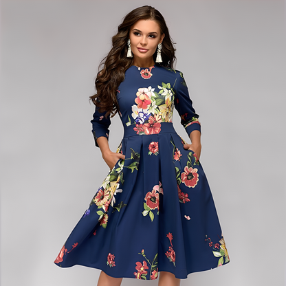 Elisabeth - Schickes Kleid für Damen mit langen Ärmeln und Blumenmuster