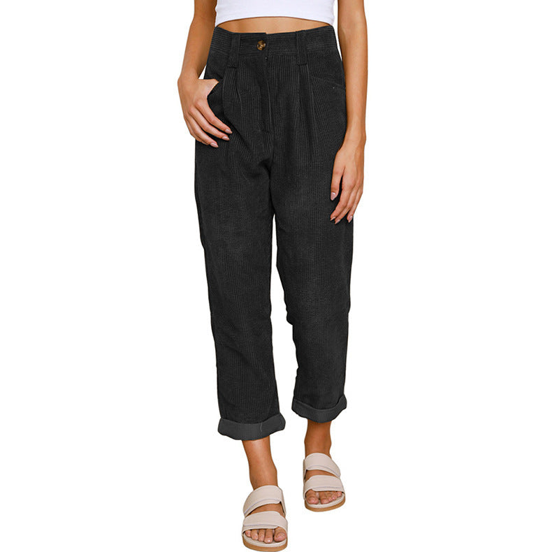 Chelsie - Bequeme Damenhose aus Cord mit hohem Bund