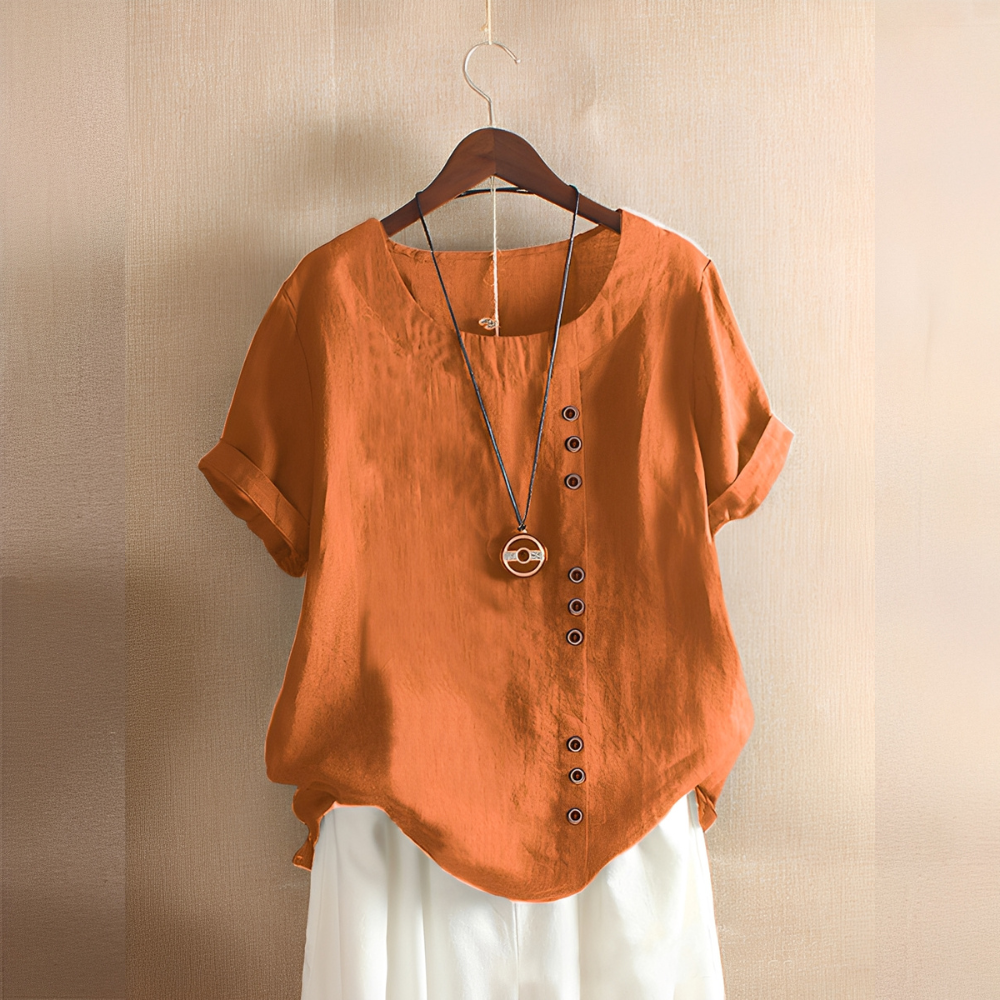 Corrine - Klassische, lockere Damen-Leinenbluse