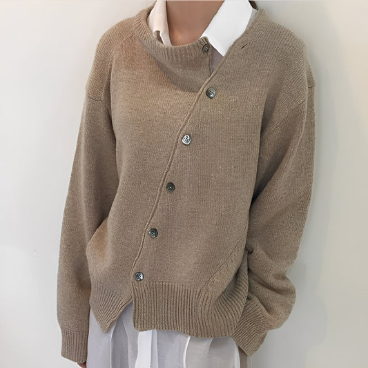 Arianna - Weit geschnittene Damen-Kaschmirjacke mit Knöpfen