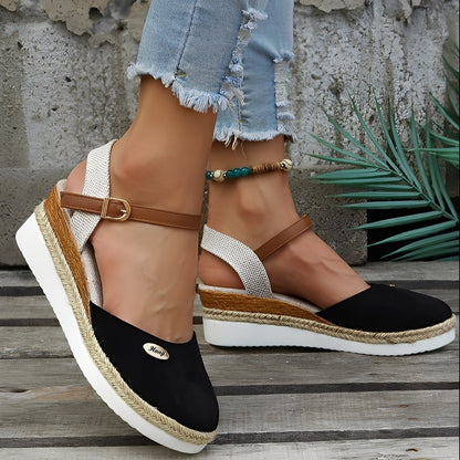 Elinor - Komfortable Damen-Hanfsandalen mit Keilabsatz