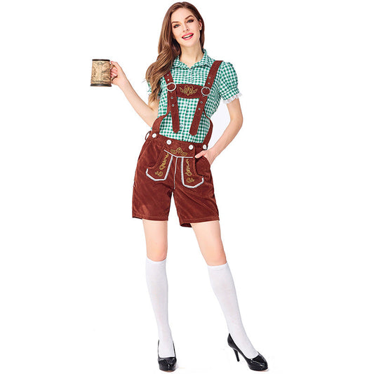 Dahlia - Oktoberfest-Stil mit karierten Overalls für Damen