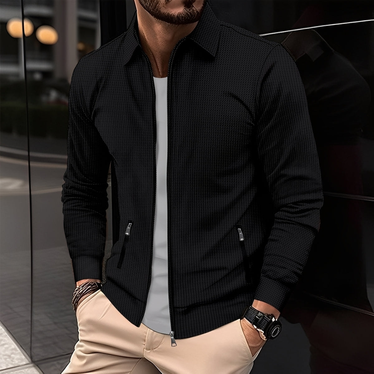 Anthony - Moderne Männerjacke mit Reißverschluss-Taschen