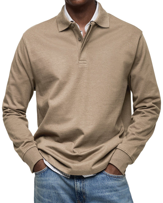 Dewey - Herren Langarm-Poloshirt, schlicht gehalten