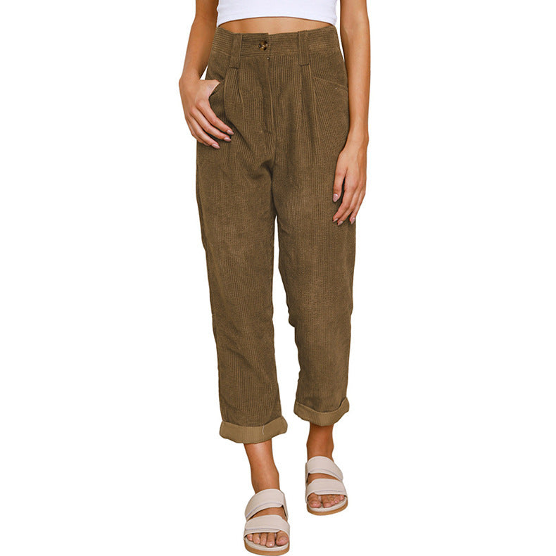Chelsie - Bequeme Damenhose aus Cord mit hohem Bund