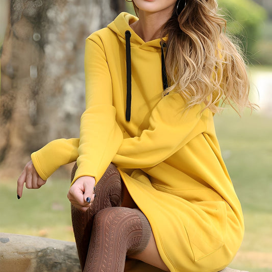 Glenna - Langes, bequemes Damenkapuzenkleid