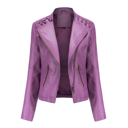 Narelle - Stilvolle, schmal geschnittene kurze Damenlederjacke