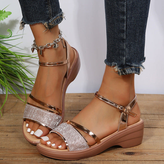 Xanthia - Komfortable Damensandalen mit Keilabsatz und offenem Zehenbereich