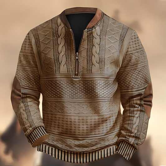 Edmund - Bequemer Herrenpullover mit Muster und Zipper