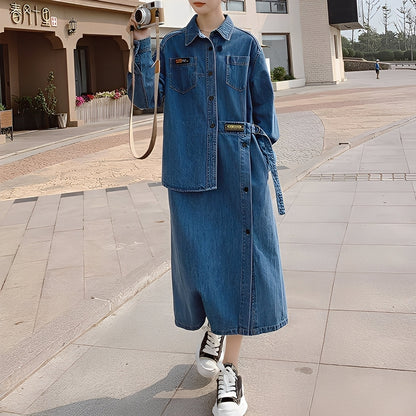 Christabel - Langes Retro-Jeanskleid mit Damen-Taschen