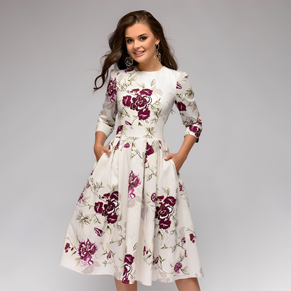 Elisabeth - Schickes Kleid für Damen mit langen Ärmeln und Blumenmuster