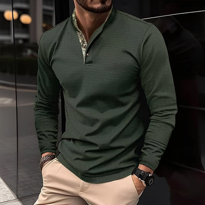 Crofton - Modisches langärmeliges Herren-Poloshirt mit Musterakzent
