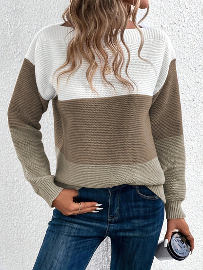 Margaret - Frauenpullover mit Streifen und Patchwork