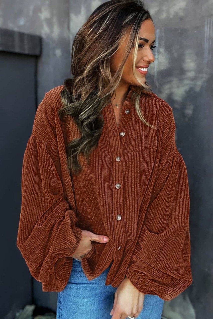 Mai - Kordbluse mit Puffärmeln Damenmode