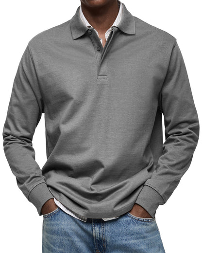 Dewey - Herren Langarm-Poloshirt, schlicht gehalten